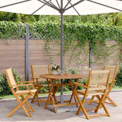 vidaXL 5 Piece Garden Dining Set Beige Polypropylene and Solid Wood (1/5)