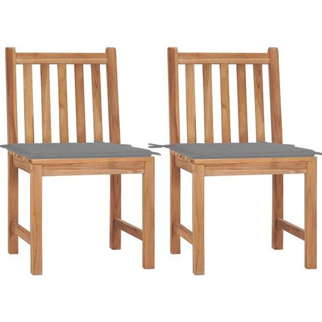 Deux chaises de jardin en teck massif avec coussins (1/5)
