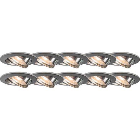 10er Set Einbaustrahler Chrom kippbar - Edu