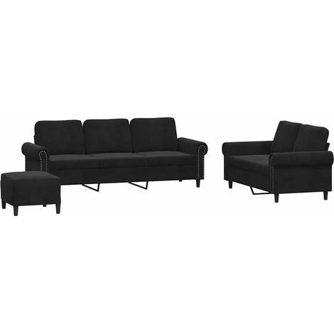 Maison Exclusive - Set di Divani 3 pz con Cuscini Nero in Velluto (1/5)