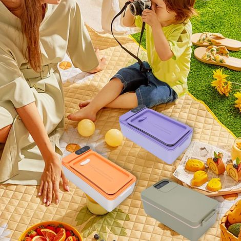 40-W-Akku-Lunchbox – 1 l Edelstahl 304 – Tragbarer Lebensmittelbehälter mit Akku für Reisen und Arbeit (Lila) (1/5)