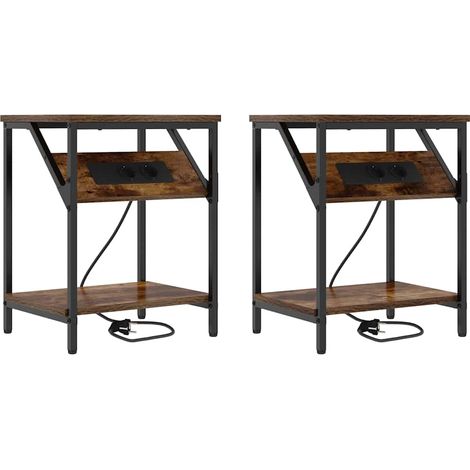 Maison Exclusive - Nachttisch 2 pcs Geräucherte Eiche 38 x 30 x 4