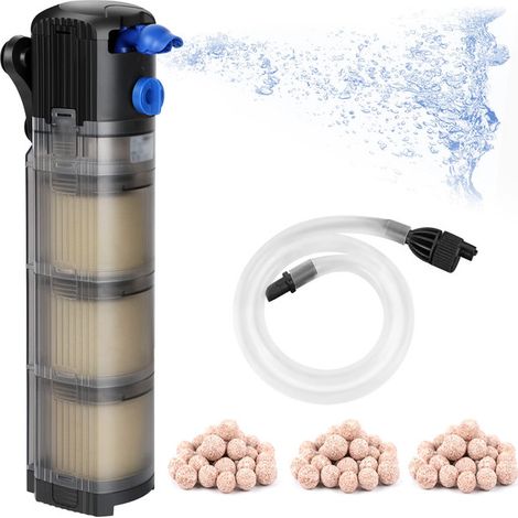 Filtre Interne pour Aquarium avec Filtration Multi-étagée Silencieux et Réglable 3-en-1 Débit Ajustable et Aération Pompe de Circulation d'Eau pour Aquarium d'Eau Douce et Marine (1/5)