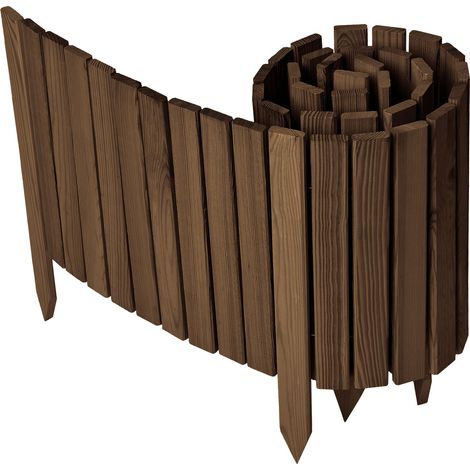 Garronda clôture de Jardin en Bois Bordure Jardin Cloture Jardin Exterieur, Palissade Bordurette Longueur: 200 cm GD-0149 (Brun foncé, Hauteur : 40 cm)