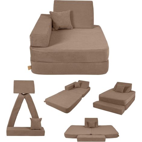 Angelove Fauteuil pliable pour enfant à partir de 1 an et matelas de jeu - Marron