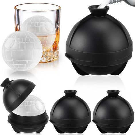 Großes Eiswürfelformen-Set – 4-teilig – runde Silikon-Eiswürfelformen im Weltraum-Design – für kalte Getränke wie Whisky, Cocktails und Wein – 4-teilig (1/3)