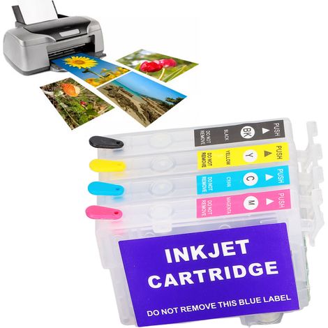 Compatible avec les cartouches de recharge Epson Workforce WF-2010W/WF-2510WF/WF-2520NF/WF-2530WF/WF-2540WF, cartouches quatre couleurs T1631/T1632/T1633/T1634 (1/5)