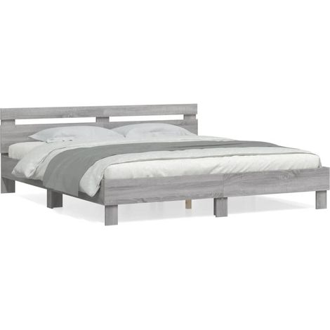 Maison Exclusive - Cama con cabecero madera de ingeniería gris So