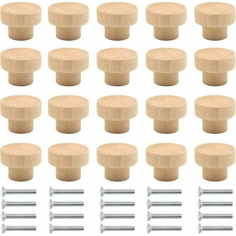 Poignée Meuble Bois 20 pièces Boutons Ronds en Bois Naturel Bouton de Meuble Bois Bouton de Porte Bois Bouton Tiroir Convient aux armoires tiroirs armoires pansements cuisine etc(Couleur de bois) - Bo (1/4)
