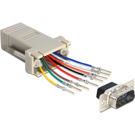Adaptador modular DB9 Macho a RJ45 hembra, kit de montaje (A0047)