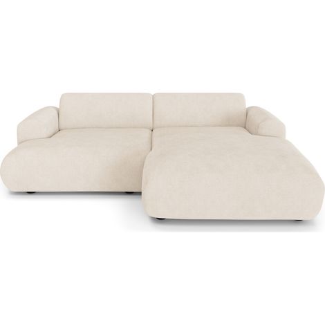 Canapé d'angle droit 4 places en contreplaqué / tissu / mousse / pieds en métal crème MYRA (1/5)