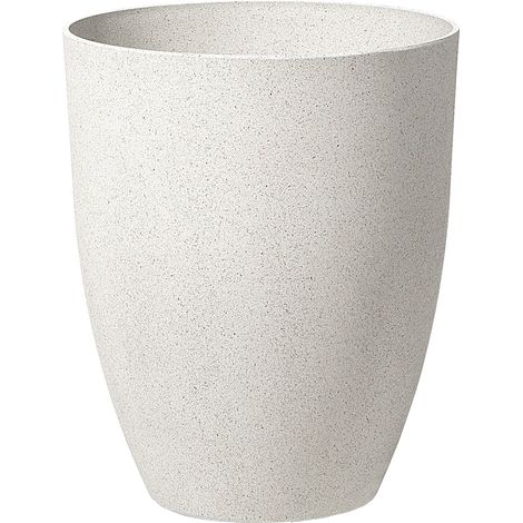 Maceta de mezcla de piedra blanco crema 43 cm poliresina interior exterior Croton