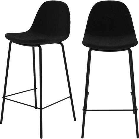 Set de 2 sillas para isla de cocina en tela negra 65,5 cm - Henrik (1/4)