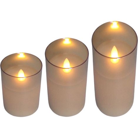 LED Glas-Windlichter 3er-Set mit Flackerlicht Wachskerze Weihnachtskerze Deko (1/2)