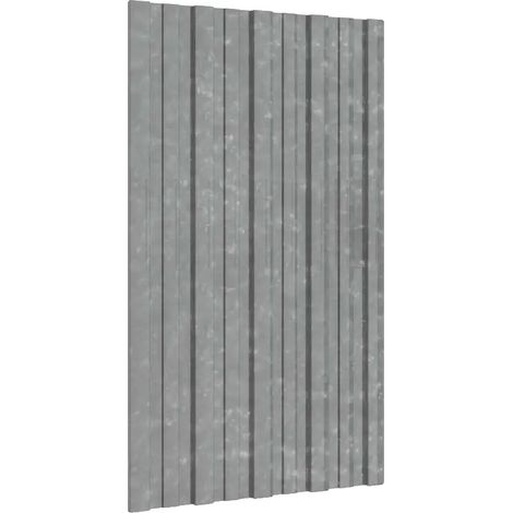 Panneaux de Toit, Acier Galvanisé Durable, Design Résistant aux Intempéries, Argent80x45cm12pcs (1/2)