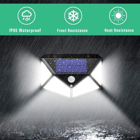 Lampe Solaire Extérieur 100 led, 2 Pack éclairage Solaire Extérieur Détecteur de Mouvement éclairage 270Ḟ étanche, Spot Solaire Extérieur 2200mAh Lumière Lampe Puissante sans Fil pour (1/3)