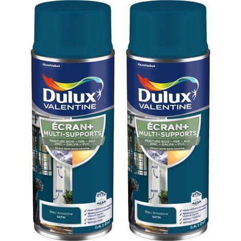 ECRAN+ MULTI-SUPPORTS EXTERIEURE Satin - Lot de 2 aérosols en phase aqueuse - Bleu Amazone 400 ml - Dulux Valentine