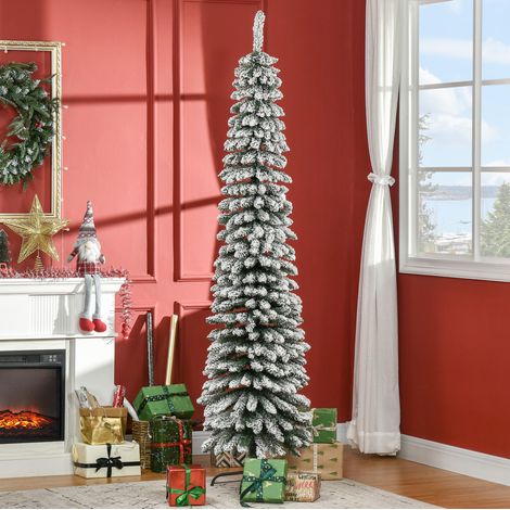 Künstlicher Weihnachtsbaum 210 cm Grün mit Schneeeffekt, 490 Zweige und Metallfuß (1/5)
