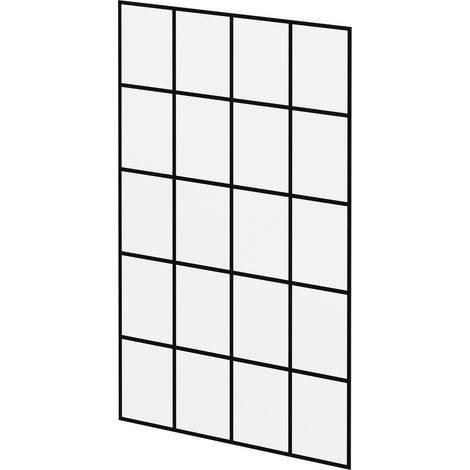 Pacco 8mm Clear with Black Printed Crittall Frame 1950mm x 1200mm Walk In Shower Glass (1/5)