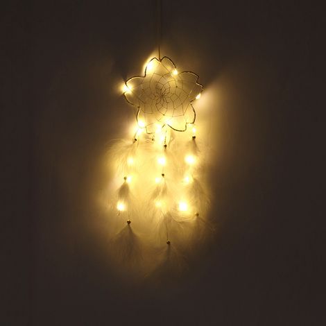 Attrape-rêves LED, décoration murale suspendue, décoration de mariage et de fête, plumes (1/5)