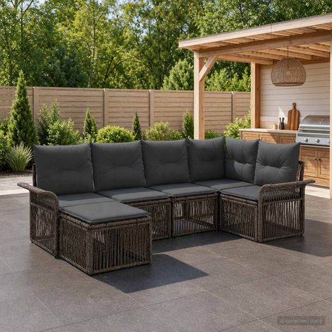 Set Divano da Giardino 6 pcs Grigio polyrattan vidaXL (1/5)