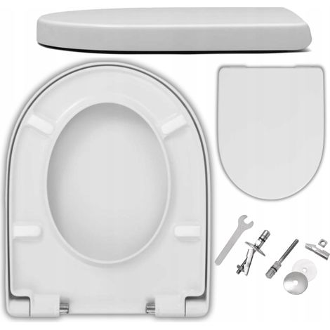 WC-Sitz für Geberit iCon & Keramag iCon 204000 204060 – Duroplast antibakteriell, Absenkautomatik Soft-Close, abnehmbar, Edelstahlscharniere, Weiß (1/5)
