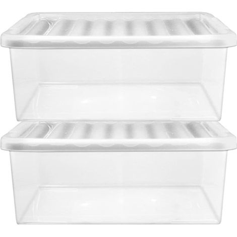 6 x 20L Heavy Duty Multipurpose Home Office Clear Plastic Storage Containers With Lids