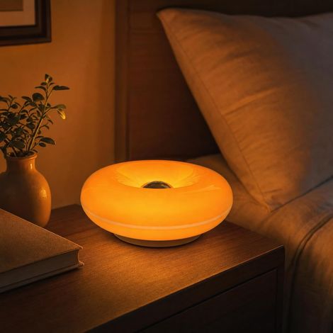 Lampe Donut orange, lampe de table et murale sans fil rechargeable, intensité réglable par commande tactile (1/5)