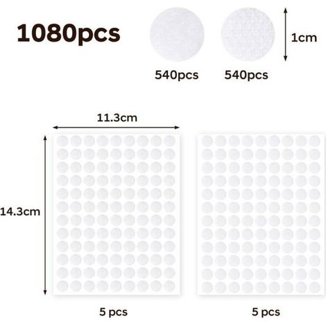 Scratch Autocollant Double Face Rond,1080 Pcs,10 Mm540 Paires,Points Auto-Adhésifs,Pour Diy,Photos,Travaux Manuels (1/5)