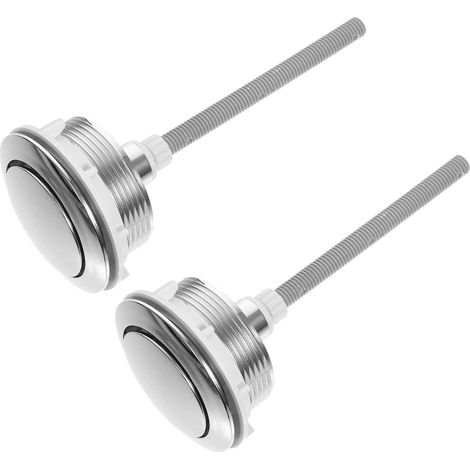 Bouton-poussoir pour Chasse D'eau Simple Rond, Lot de 2, Argenté (1/5)