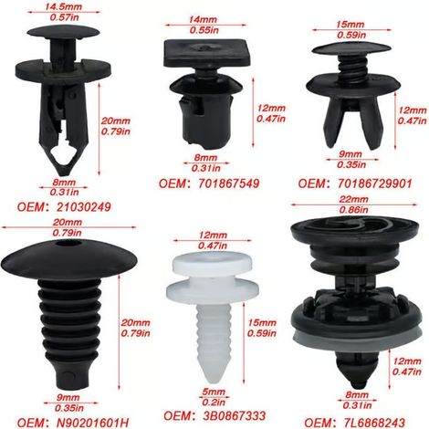 120 clips de fixation pour VW Transporter T4 T6 T5. Goupilles de support pour pièces intérieures L&H (1/4)