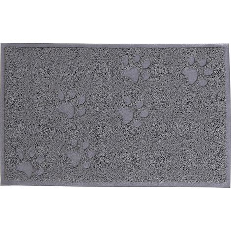 lionto Katzenstreu-Vorleger, hygienische Matte für Katzentoilette & Napfbereich, abwischbar & rutschfest, 60x90 cm, grau