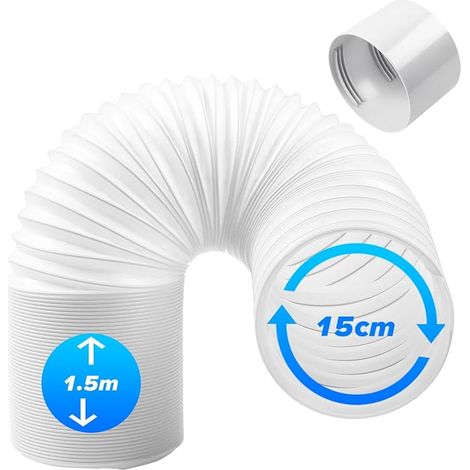 Tuyau d'Échappement de Climatiseur Portable 1.5m Ø150mm avec adaptateur, Tuyau Kit Climatiseur Mobile Flexible,Tuyau D'éVacuation Universel pour Climatisation, Sèche-Linge, Déshumidificateurs (1/5)