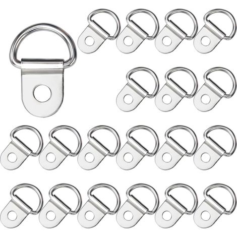 20 Pièces Anneaux D'Arrimage à Anneau en D, Traction Anneaux Arrimage, Anneau d'Arrimage, pour Remorques, Voitures, Camions, Kayaks, Outils Électriques, Arrimage de Charge 36x25mm (1/5)