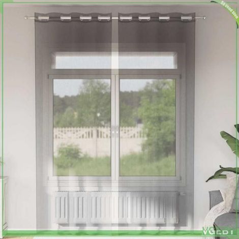 4102082 Rideaux en voile avec illets 2 pcs gris foncé 140x300 cm (1/5)