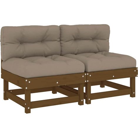 Maison Exclusive - Mittelsofas mit Kissen 2 Stk. Honigbraun Massi