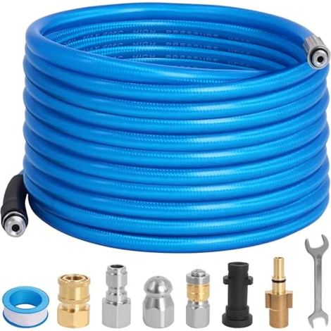 Nettoyeur haute pression 10M pour drain, compatible Karcher K2-K7 et Bosch, 5800 PSI, kit flexible de curage avec buse jet et buse rotative
