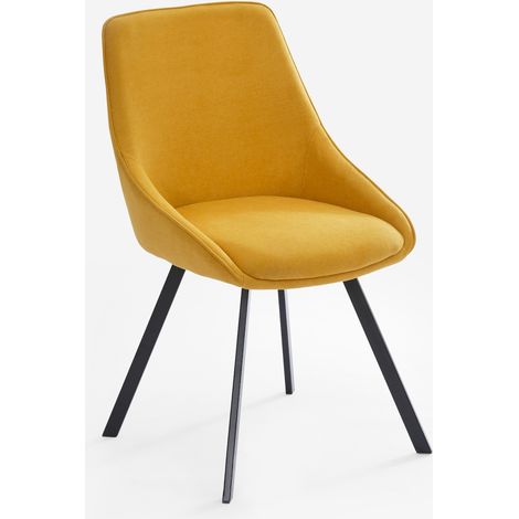 Sedia girevole per sala da pranzo design moderno in tessuto Navya - Giallo
