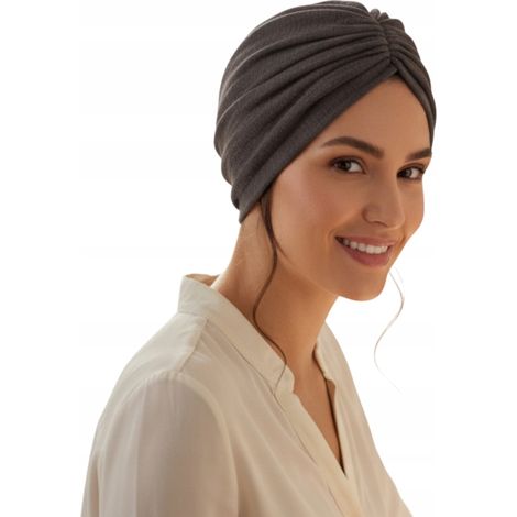 Turbante classico da donna in mussola 058, realizzato in mussola di cotone, comfort e stile. (1/5)