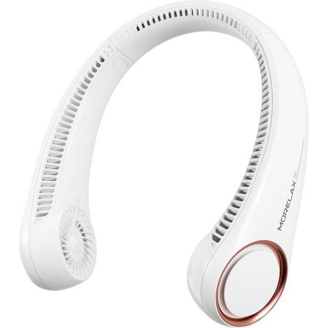 Ventilateur de cou pliable et portable, rechargeable par USB (2000 mAh), 3 vitesses réglables – Ventilateur tour de cou personnel pour la cuisine, le bureau, le camping et les voyages (Blanc)