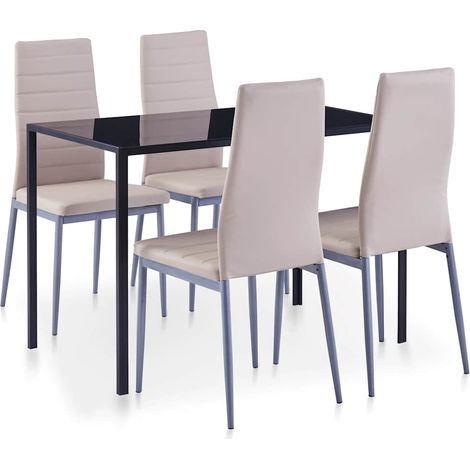 Ensemble Table + 4 chaises - Table à manger avec Chaises Cappuccino BV253893 - BonneVie (1/5)