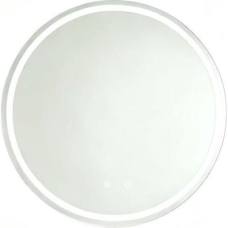 CHICFURN Espejo de baño redondo iluminado 60x60 cm vidrio plateado antivaho mural regulable (1/5)