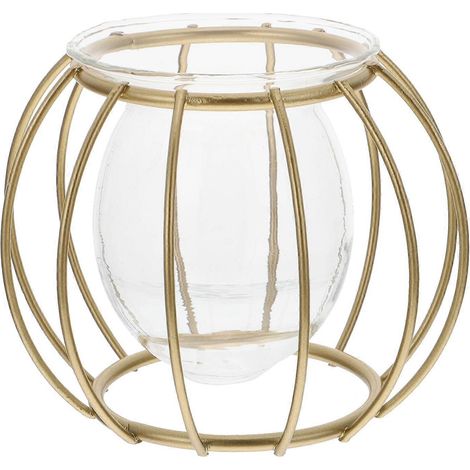Vase en verre hydroponique compatible avec la décoration, lot de 3 avec support en fer (1/5)
