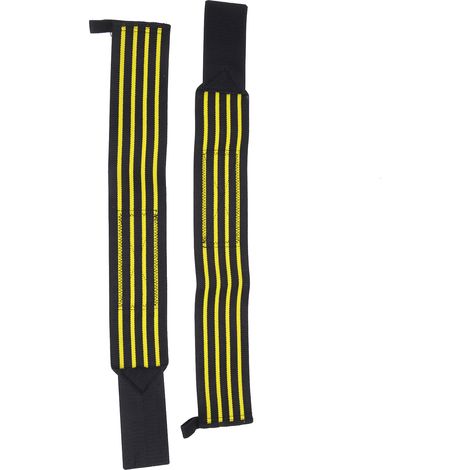 1 paire de bandes de poignet de musculation pour l'entraînement, avec compression et soutien, jaune et noir. (1/5)