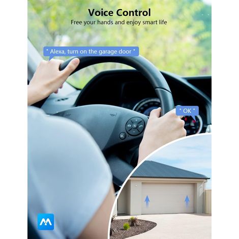 Ouvre-Porte de Garage Connecté WiFi, Interrupteur de Porte de Garage Intelligent WiFi Compatible avec Google Home, Contrôlé à Distance, Fonction de Minuterie et de Partage par L'APP Gratuite MNS (1/4)