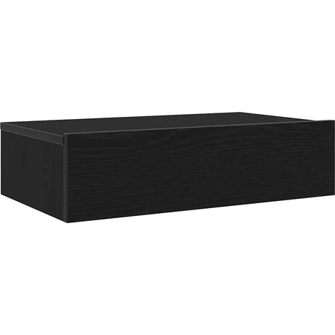 Meuble TV mural avec éclairage LED design pratique rangement 60 x 35 x 15 cm en bois d'ingénierie noir