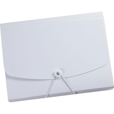 Pochette de rangement pour documents A4 multi-compartiments accordéon organiseur de documents extensible avec fermeture élastique blanc (1/5)