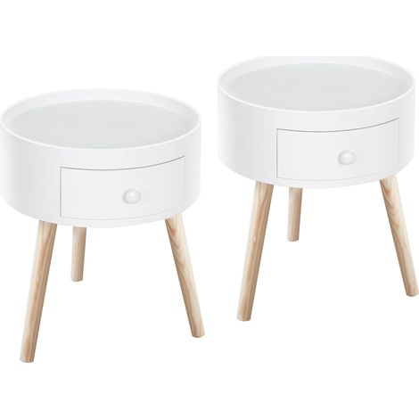 Lot de 2 tables basses - HOMCOM - Bois - 38x38x45cm - Blanc (1/5)