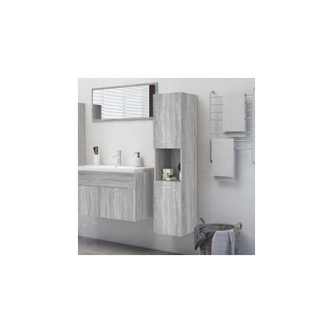 Armoire de bain Sonoma gris 30x30x130 Bois d'ingénierie (1/5)