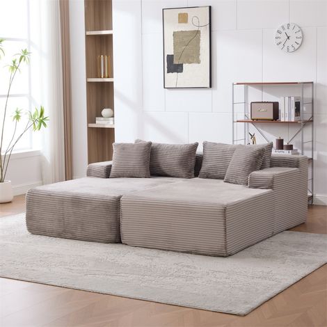 Canapé modulable double méridienne - 200x174x74,5cm - Canapé de compression 2 places en chenille mousse haute résilience 30D - Gris (1/5)